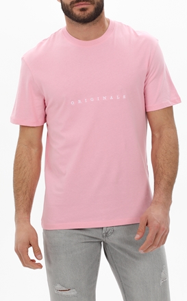 JACK & JONES-Ανδρικό t-shirt JACK & JONES 12176780 JORCOPENHAGEN ροζ